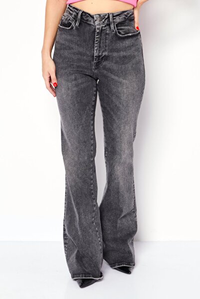 Frame بنطلون جينز نسائي قابل للتمدد بمقاس عادي ومقاس جونيور، رمادي