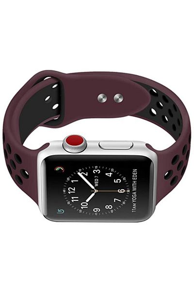 REDz Accessories Perforated Sport Band For Apple Watch, Silicone, Burgundy/black - 38/40/41 Mm, Large