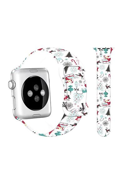 REDz Accessories Curea de iarnă, Sport, pentru Apple Watch, Colecția de Crăciun, silicon, albă - 38/40/41 mm