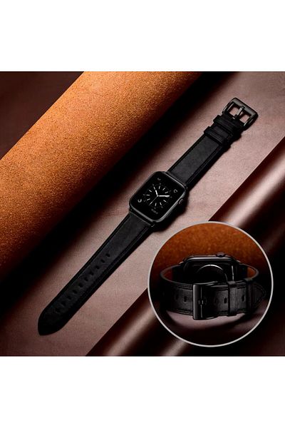 REDz Accessories Classic Charm Strap, For Apple Watch, Leather Effect, Classic Look, Adjustable, Black - 38/40/41 Mm