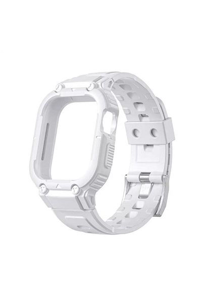 REDz Accessories Curea cu husă antișoc 2 în 1, Rugged Armor, Apple Watch, silicon, albă - Watch 42/44/45 mm
