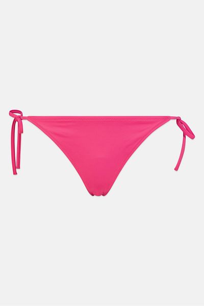 Calvin Klein Women Solid Tie Closure Bikini Bottom, Dark Pink