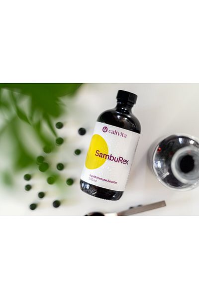 Calivita SambuRex Nutritional Immunity Complex Black Elderberry Extract Echinacea Vitamin C & Zinc - (240 ml)