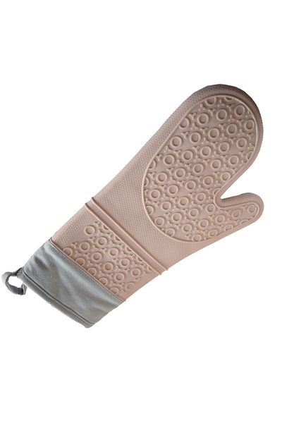 PUFO Mănușă de cuptor din silicon Cuisine pentru grătar sau cuptor, căptușită, 35 cm, roz
