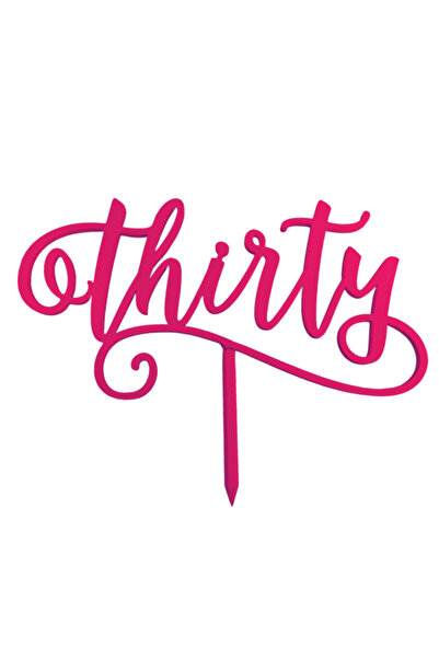 OEM Topper tort, "THIRTY", zi de nastere, aniversare, 14 x 19 cm roz zmeuriu
