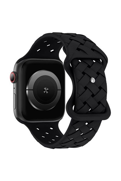 REDz Accessories Curea cu buclă răsucită pentru Apple Watch, silicon, reglabilă, sport, neagră - 44/45/46/49 mm