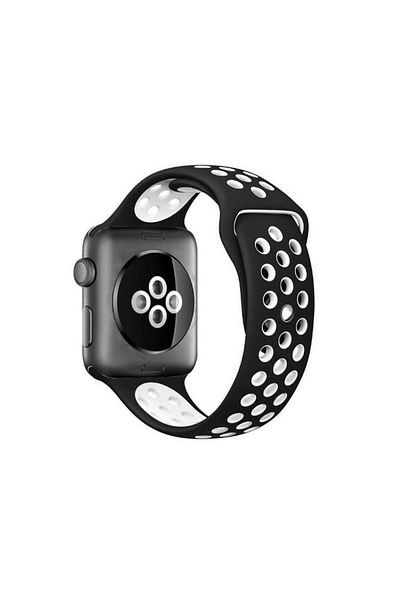 REDz Accessories Curea sport perforată pentru Apple Watch, silicon, negru-alb - 44/45/46/49 mm, medie
