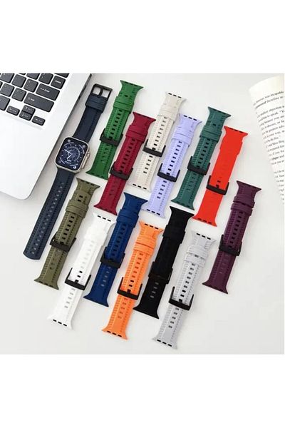 REDz Accessories Curea sport, compatibilă cu Apple Watch, model gravat, silicon, albastru marin - 38/40/41 mm