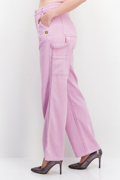 Misfit Women Regular Fit Embroidered Straight Leg Pants, Lilac