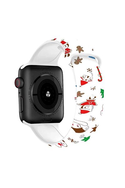 REDz Accessories Curea Turtă Dulce, Sport, Pentru Apple Watch, Colecția Crăciun, Silicon, Alb - 44/45/46/49 Mm