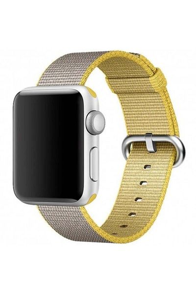 REDz Accessories Sport Strap Compatible with Apple Watch, Woven Nylon, Textile, Gray-Yellow - 38/40/41 mm