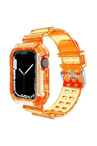 REDz Accessories 2 In 1 Strap With Case, For Apple Watch, Shockproof, Silicone, Orange - Watch 38/40/41mm