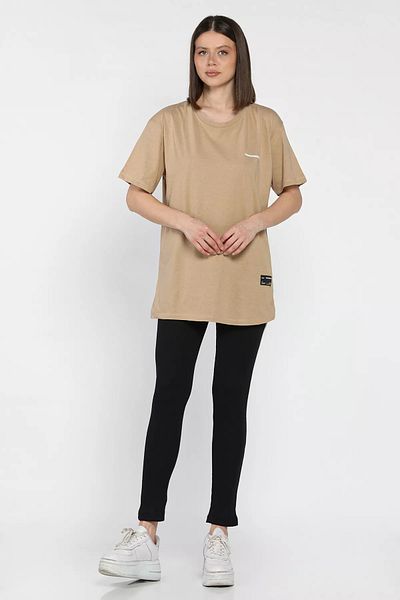 GÜLSELİ Beige Women's Crew Neck T-Shirt Tights Set of Two (M-L-Xl Fits)