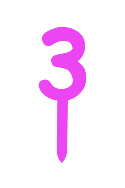 OEM Topper tort, "3", happy anniversary,150 X 53 mm mov deschis