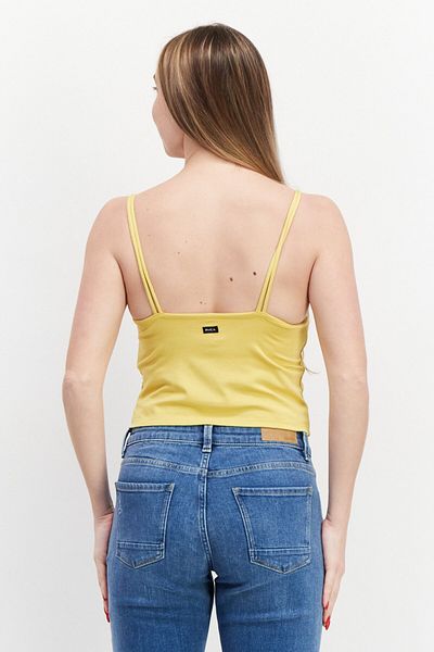 RVCA Women Square Neck Sleeveless Plain Top, Yellow