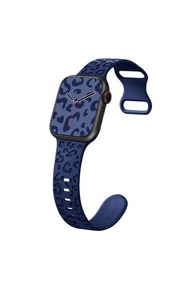 REDz Accessories Curea din silicon cu imprimeu animal 3D pentru Apple Watch, reglabilă, gravată, bleumarin - 38/40/41 mm