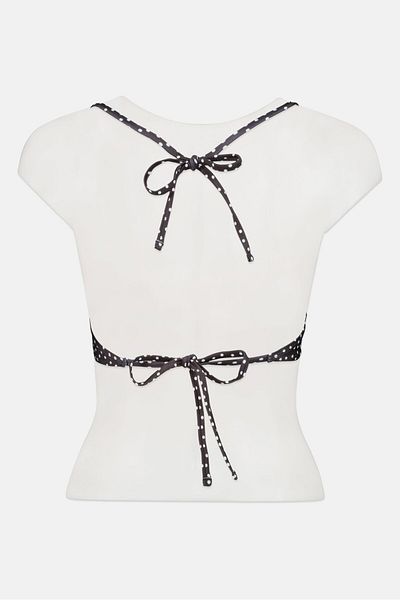 Miss Selfridge Women Microdot Bikini Top, Black