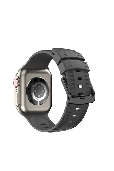 REDz Accessories Curea sport pentru Apple Watch, model gravat, silicon, gri închis - 44/45/46/49 mm