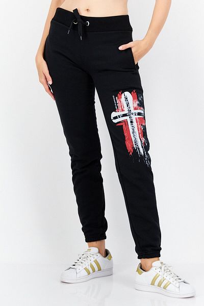 Geographical Norway Women Regular Fit Graphic Jogger Pant, Black