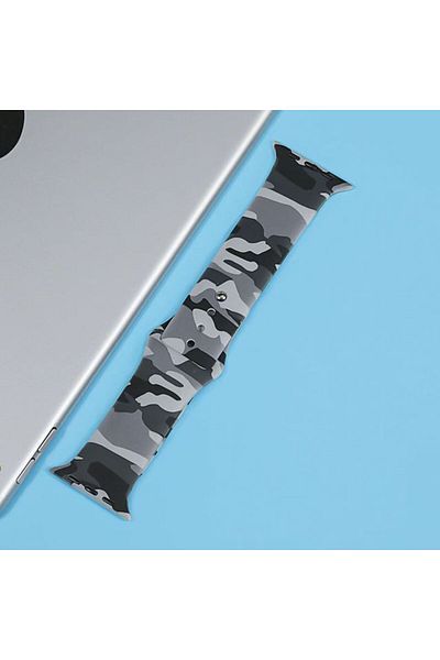 REDz Accessories Curea din silicon, imprimeu, armată, pentru Apple Watch, gri/negru - 38/40/41 mm