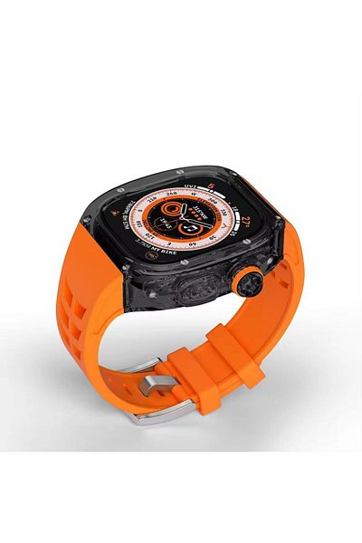 REDz Accessories Hybrid Strap With Shockproof Case, Apple Watch Ultra 49mm, Adjustable, Silicone, Orange And Black