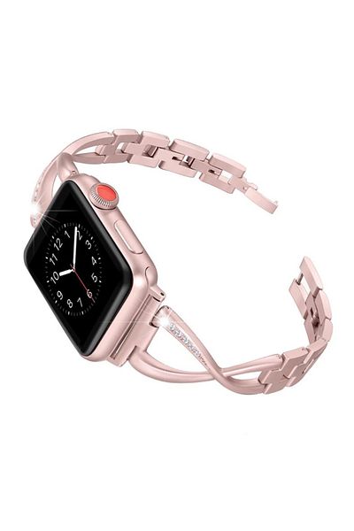 REDz Accessories Strap For Apple Watch, Fashion, Zirconia Crystals, Stainless Steel, Women, Rose-gold - 38/40/41 Mm