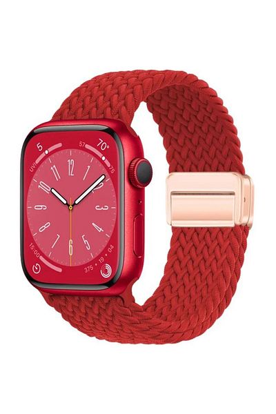 REDz Accessories Solo Loop Strap, Magnetic Closure, Compatible With Apple Watch, Adjustable, Red - 44/45/46/49 Mm