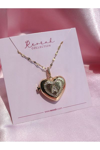 Reorah Collection Heart Letter Locket Steel Necklace-A Letter