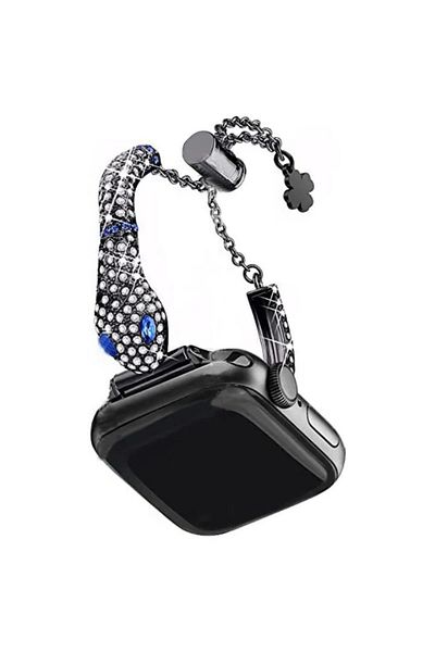 REDz Accessories Crystal Snake Strap For Apple Watch, Snake And Rhinestones, Fashion, Adjustable, Black - 38/40/41 Mm