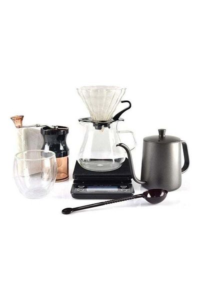 COOYA Multifunctional hand drip coffee set,food grade material,portable and durable,with storage box,black