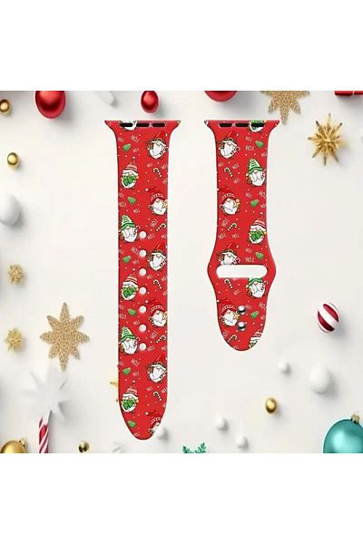 REDz Accessories Ho Ho Gnomes Strap, Sport, For Apple Watch, Christmas Design, Silicone, Red - 44/45/46/49 mm