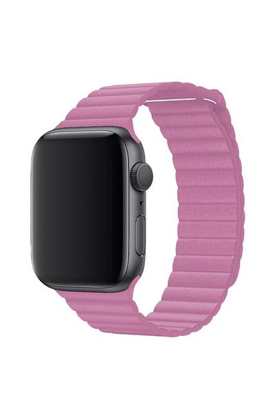 REDz Accessories Leather Loop Strap, For Apple Watch Magnetic Closure, Covered Links, Pink - 44/45/46/49 Mm