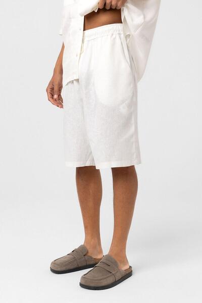 VAMOSCLO Oversized linen shorts ecru