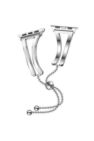 REDz Accessories Curea Deluxe pentru Apple Watch, Fashion, oțel inoxidabil, damă, argintiu-alb - 44/45/46/49 mm