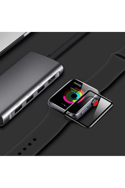 REDz Accessories Protective Film For Apple Watch, Full Size, Hydrogel, Black Edges - Apple Watch 1/2/3 42mm