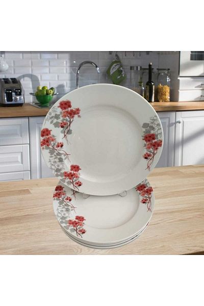 Mask Gür Al Porcelain Flower Patterned 6 Pieces 20cm Cake Plate