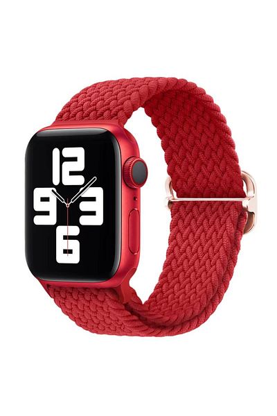 REDz Accessories Solo Loop Strap, Elastic, Apple Watch, Adjustable, Knitted Look, Textile, Red - 44/45/46/49 Mm