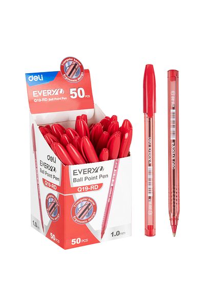 Deli Disposable Ballpoint Pen 1mm Q19 Every Red Deli