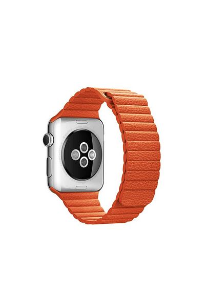 REDz Accessories Leather Strap, Compatible With Apple Watch, Leather Loop, Orange - 38/40/41 Mm