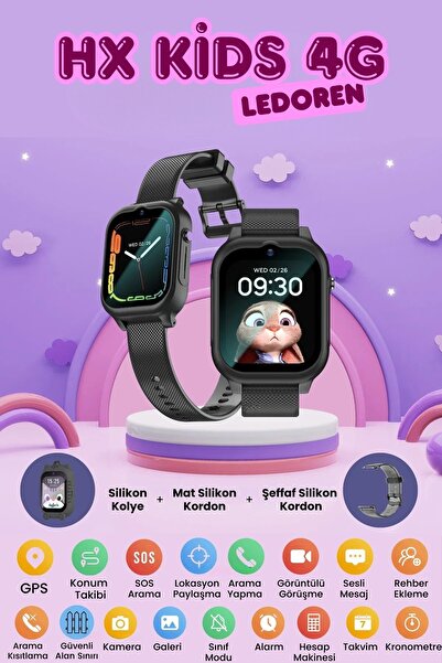 L'eDoren Hx Kids 4g Max Sim Kartlı Harvox Akıllı Çocuk Saati Gps Konum Takibi...