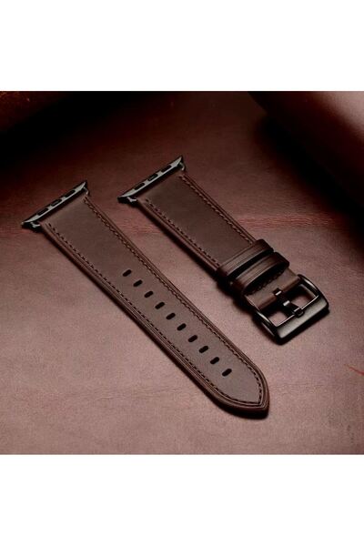 REDz Accessories Κλασικό λουράκι Charm, για Apple Watch, Δερμάτινο εφέ, Ρυθμιζόμενο, Σκούρο καφέ - 44/45/46/49 mm