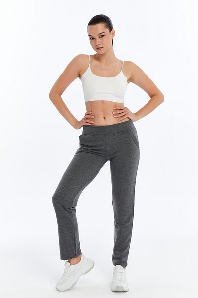AXXEL Pantaloni de sport gri pentru damă, mărime mare, cu buzunar, garnitură în interiorul curelei-p493
