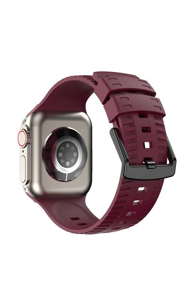 REDz Accessories Sport Band For Apple Watch, Engraved Pattern, Silicone, Burgundy - 44/45/46/49 Mm
