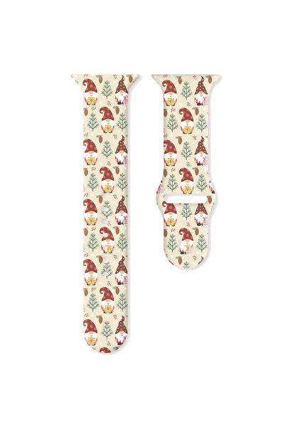 REDz Accessories Λουράκι Gnomes and Gifts, Sport, για Apple Watch, Χριστουγεννιάτικο σχέδιο, Σιλικόνη, Κρεμ - 38/40/41 mm