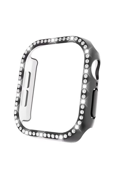 REDz Accessories Crystal Case For Apple Watch Series 10, Bumper Protection, Rhinestones, Black - Watch 46mm Series 10
