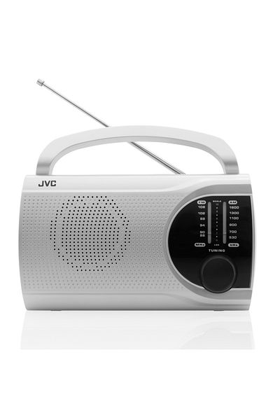 JVC Radio Ra-e321s, Analogue FM/AM Tuner, Headphone Jack, Silver