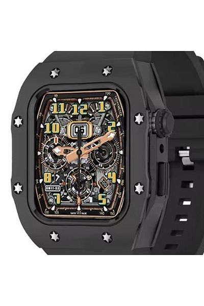 REDz Accessories Hybrid Star Case with Strap for Apple Watch 44/45mm, Adjustable, Black