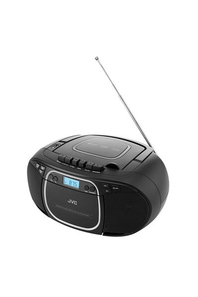 JVC Radio With Cassette And CD Player RC-E451B, 2 X 1.6 W RMS, FM, Bluetooth, USB, Mp3, Aux In, Black