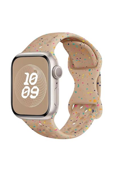 REDz Accessories Curea perforată cu picături colorate, Sport, pentru Apple Watch, silicon, crem - 38/40/41 mm