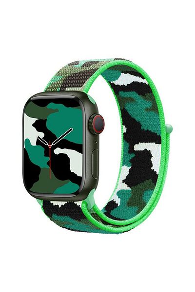 REDz Accessories Sport Strap, Compatible with Apple Watch, Nylon, Hedgehog, Green Camouflage - 44/45/46/49 mm
